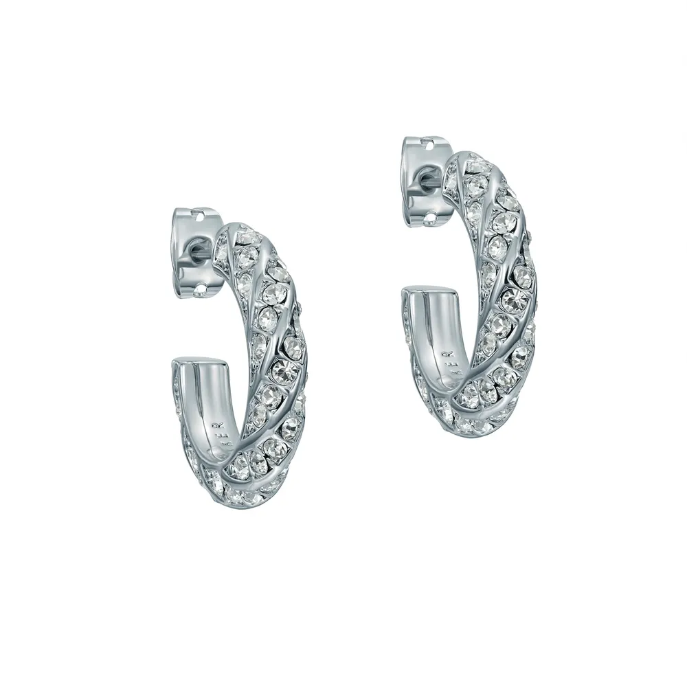 Ted Baker White Gold Coloured Toni Crystal Twist Hoop Earrings