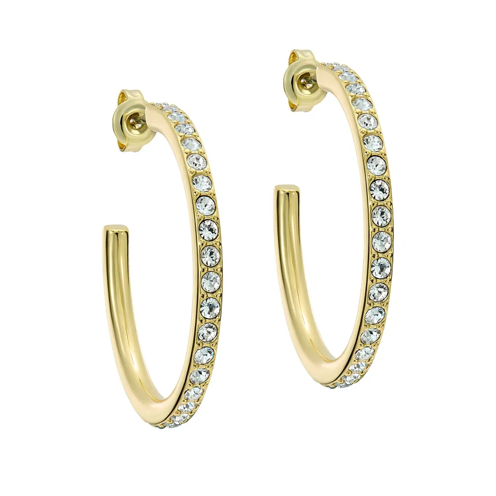 Ted Baker Yellow Gold Coloured Clanci Cubic Zirconia Medium Hoop Earrings