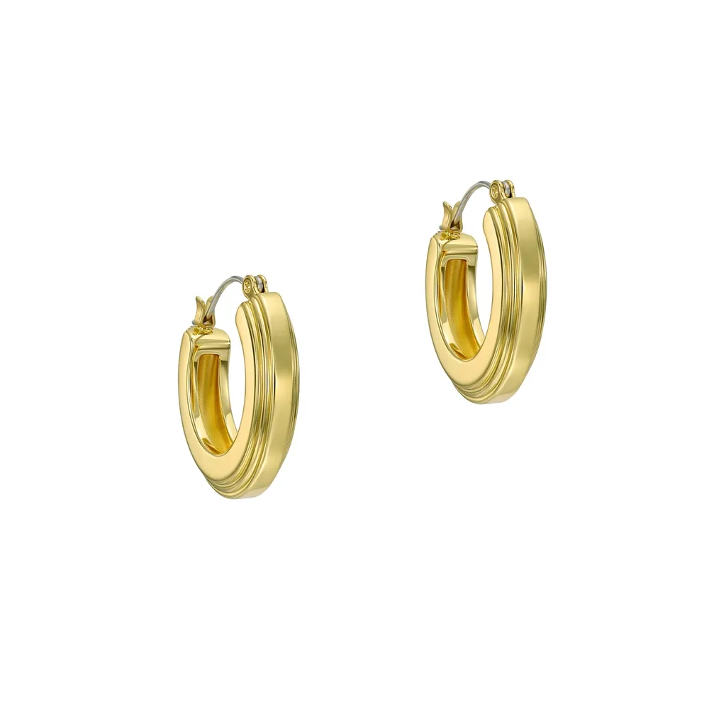 Ted Baker Yellow Gold Coloured Deena Deco Groove Hoop Earrings