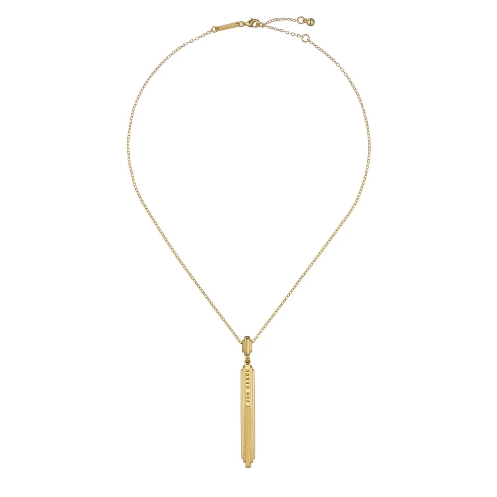 Ted Baker Yellow Gold Coloured Devina Deco Groove Pendant Necklace