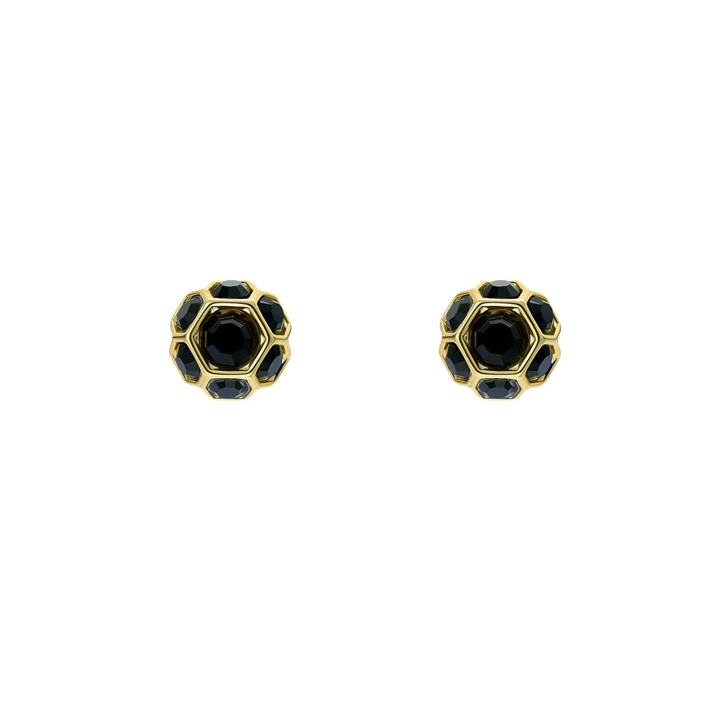 Ted Baker Yellow Gold Coloured Gemme Black Crystal Stud Earrings