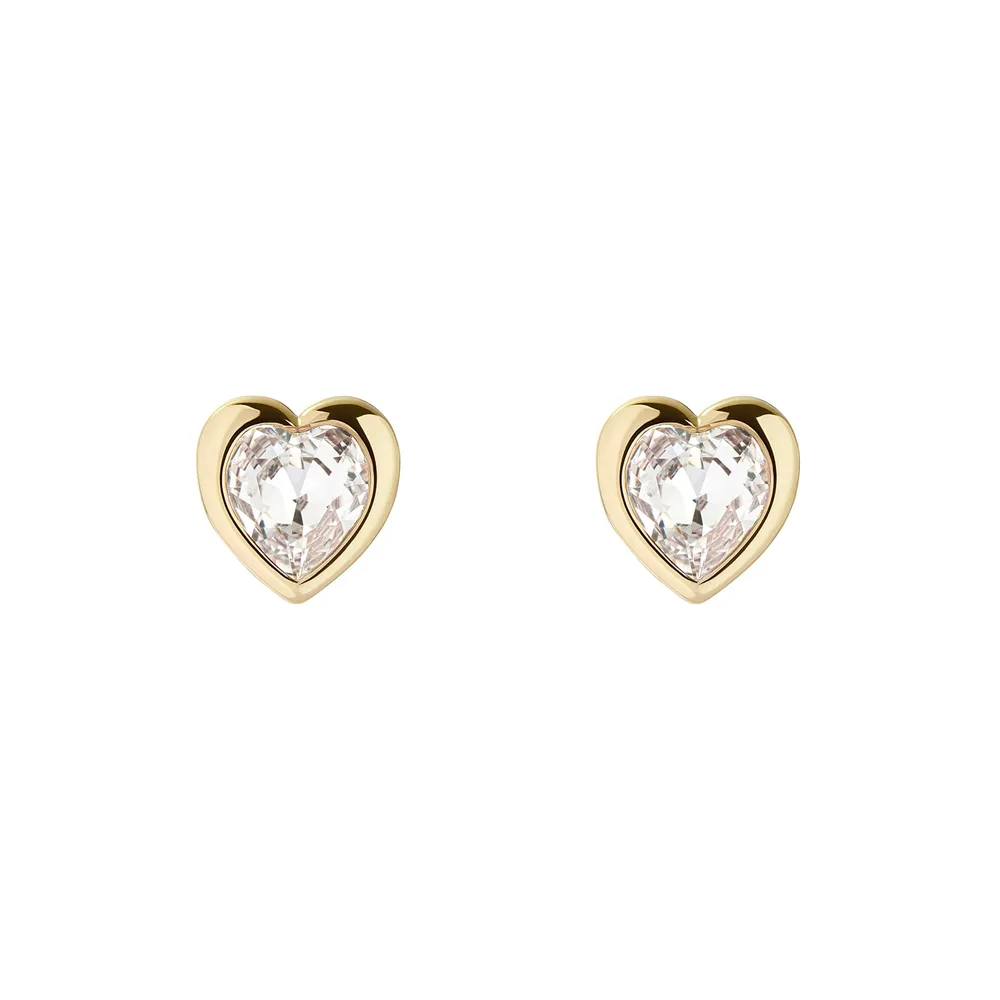 Ted Baker Yellow Gold Coloured Han Crystal Heart Stud Earrings