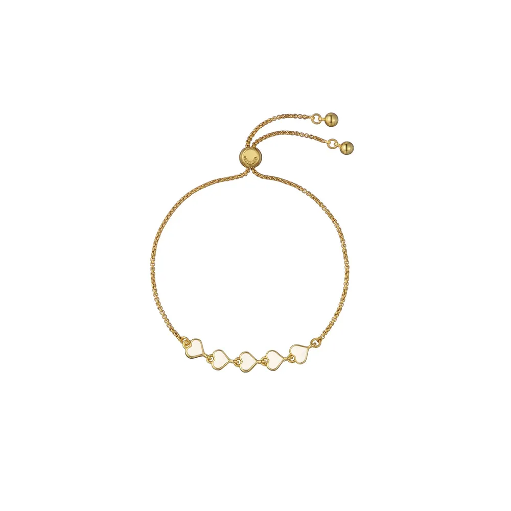 Ted Baker Yellow Gold Coloured Harriet White Enamel Heart Bracelet