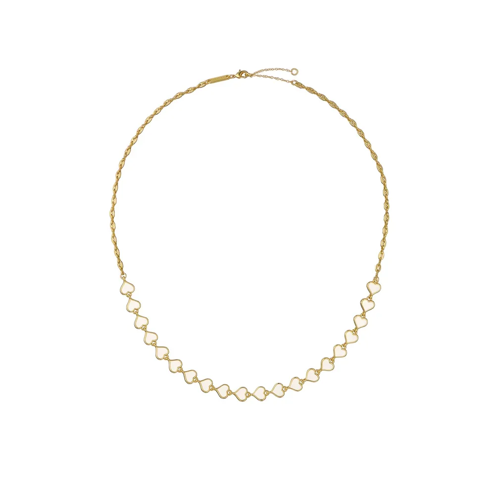 Ted Baker Yellow Gold Coloured Hazel White Enamel Heart Necklace