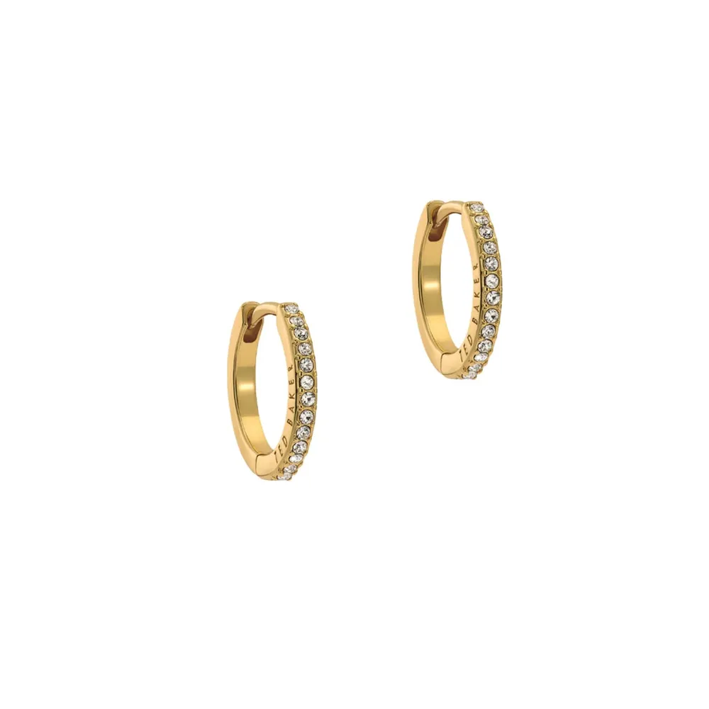 Ted Baker Yellow Gold Coloured Heplie Cubic Zirconia Huggie Hoop Earrings