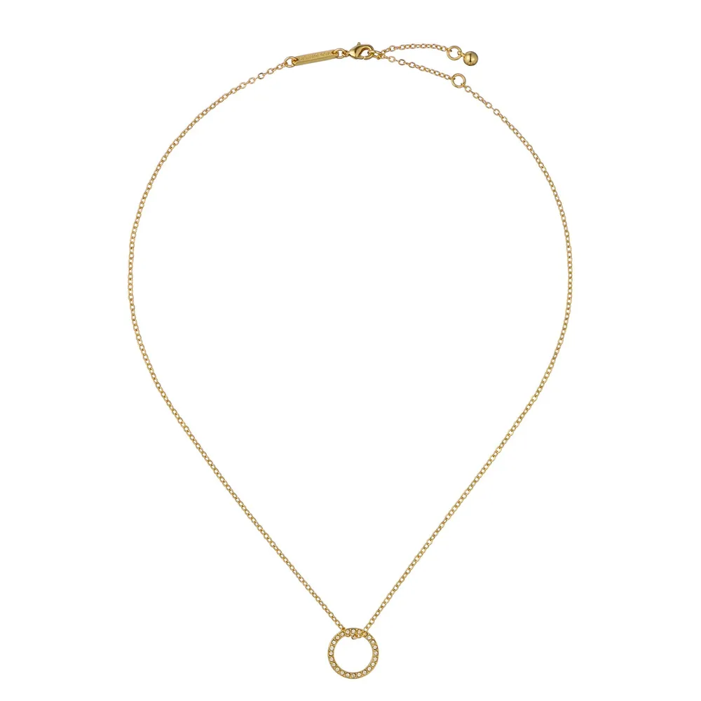 Ted Baker Yellow Gold Coloured Heri Crystal Hoop Pendant Necklace