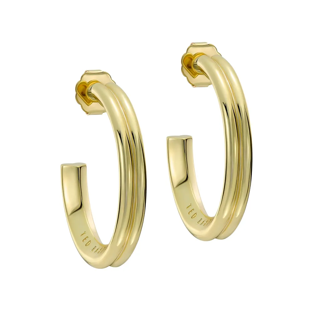 Ted Baker Yellow Gold Coloured Hisla Hidden Heart Large Hoop Earrings