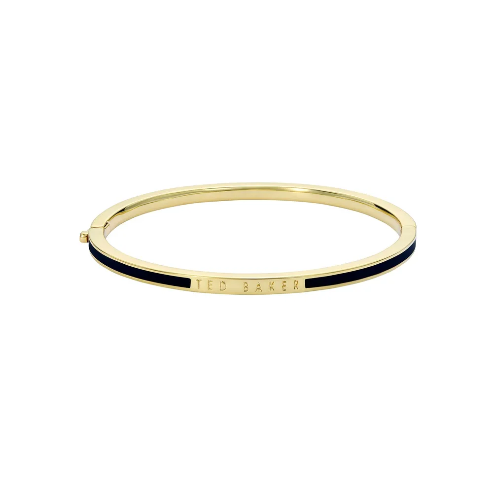 Ted Baker Yellow Gold Coloured RoleyB Black Enamel Bangle