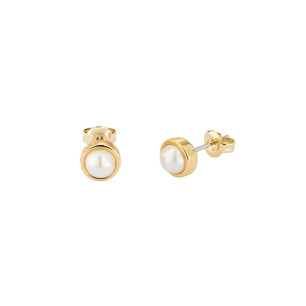 Ted Baker Yellow Gold Coloured Sinaa Pearl Stud Earrings