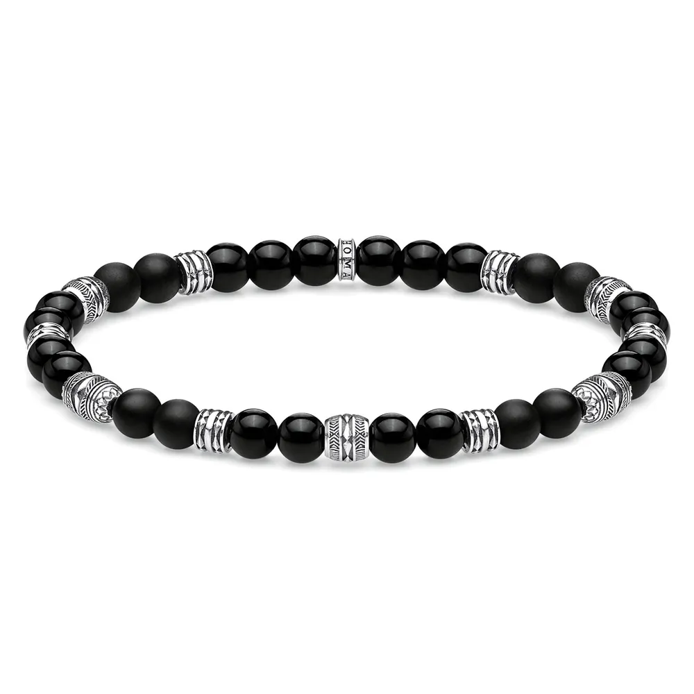 Thomas Sabo Mens Dark Obsidian Bead 19cm Bracelet