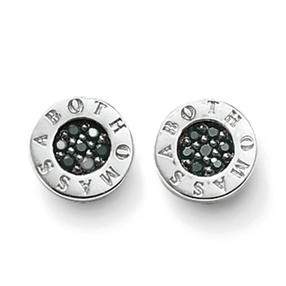 Thomas Sabo Sterling Silver Black Pave Stud Earrings