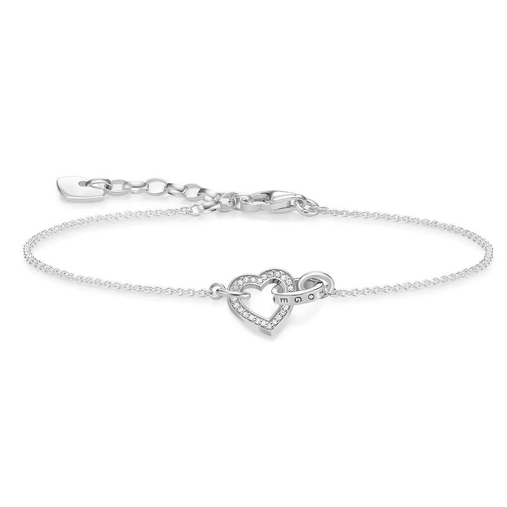 Thomas Sabo Sterling Silver Cubic Zirconia 16-19cm Heart Bracelet