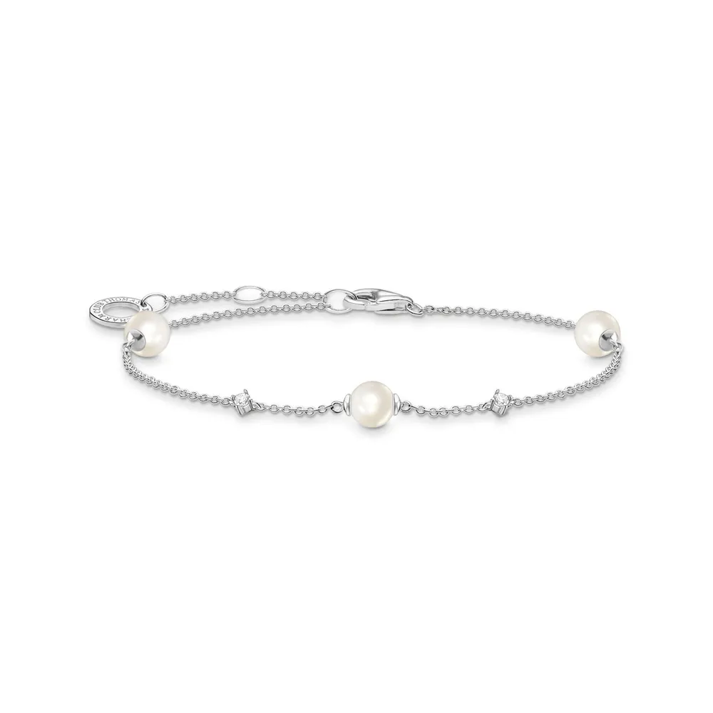 Thomas Sabo Sterling Silver Pearl & Cubic Zirconia Stone Bracelet
