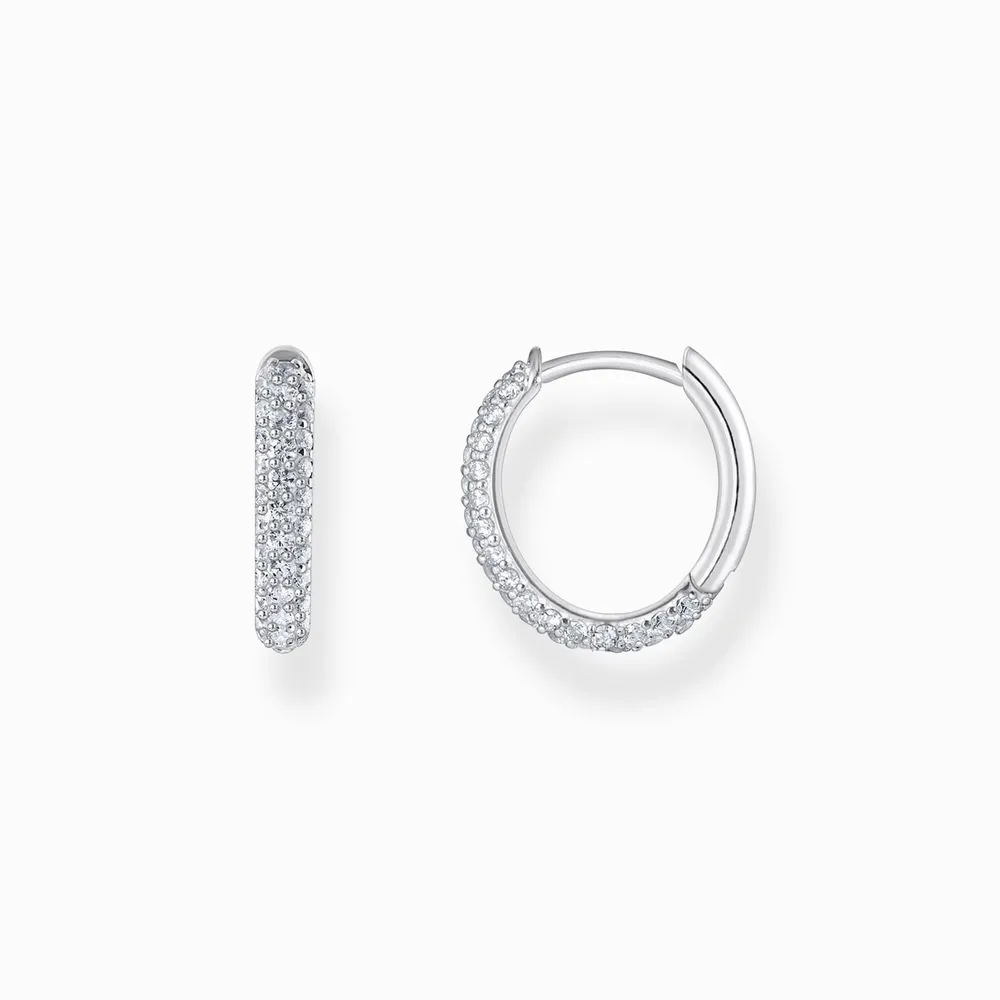 Thomas Sabo Sterling Silver Sparkling Pavé Cubic Zirconia Stone Hoop Earrings