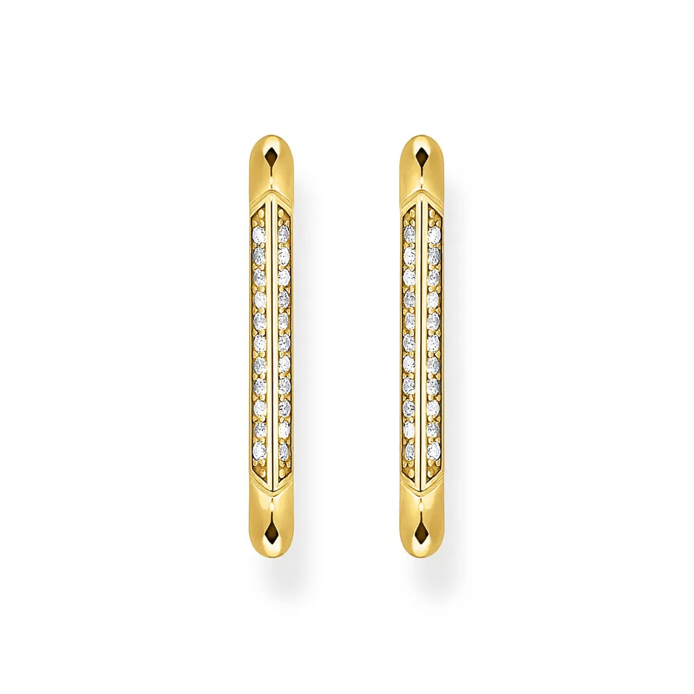 Thomas Sabo Yellow Gold Plated Oval Cubic Zirconia Hoop Earrings