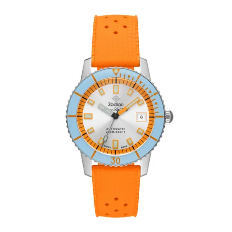 Zodiac Compression Diver Automatic Orange Rubber