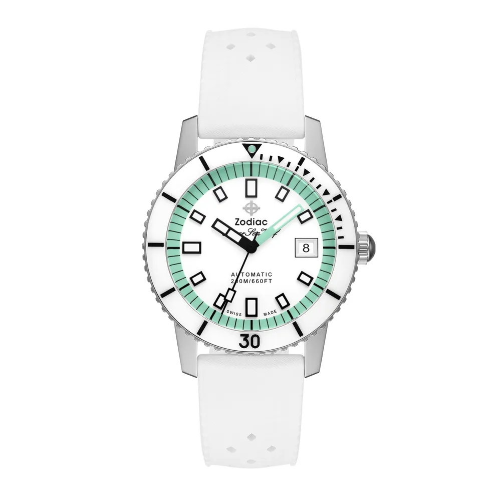 Zodiac Compression Diver Automatic White Rubber ZO9309