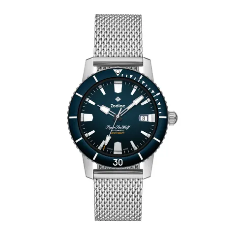 Zodiac Super Sea Compression Diver Blue Dial Stainless Steel