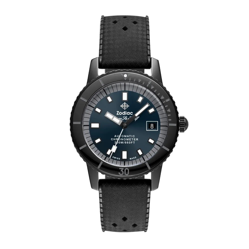 Zodiac Super Sea Wolf Ceramic Compression Diver Automatic Rubber Strap ZO9595